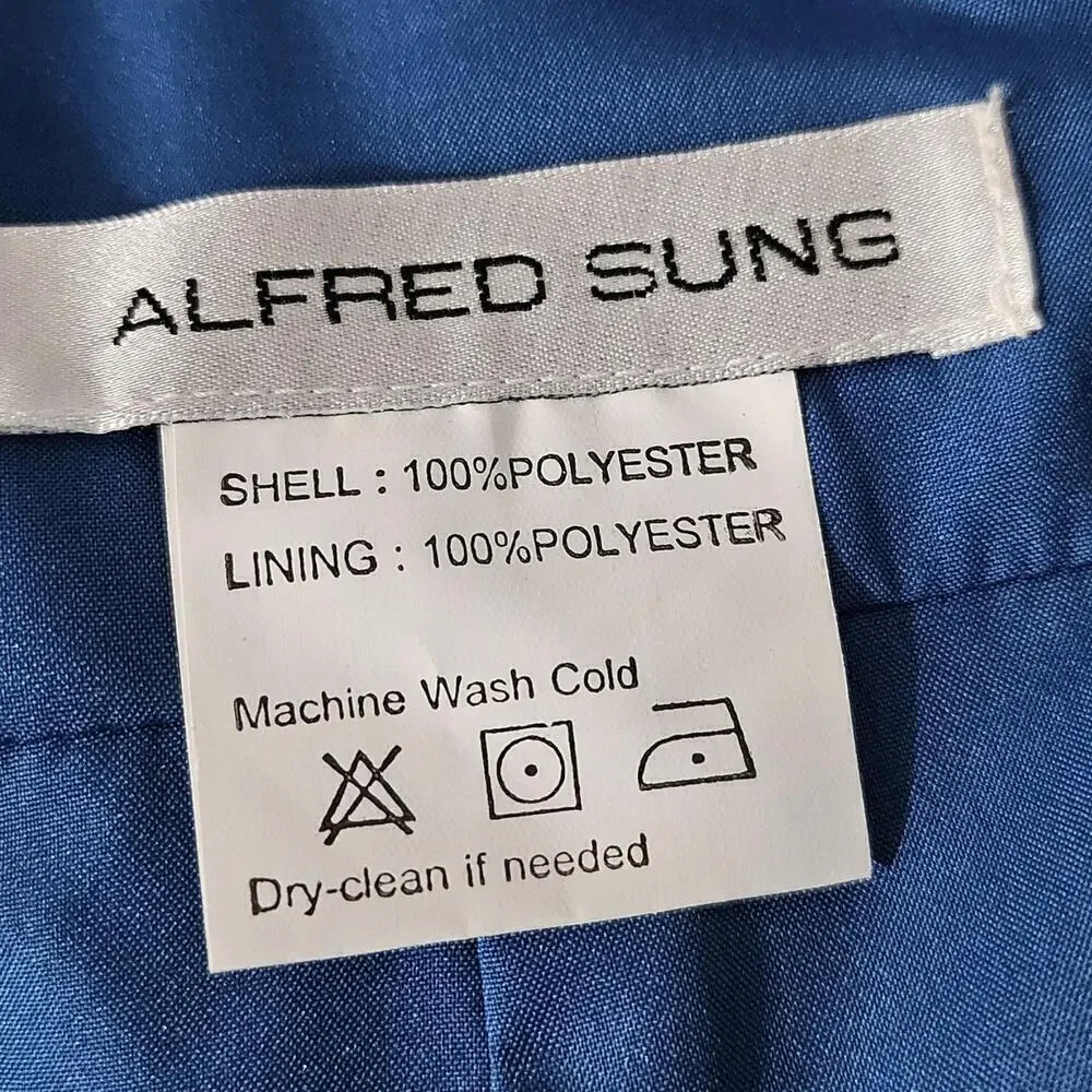 2/$50 Alfred Sung Dusk Blue Satin Twill Halter Dress D772 Size 4 | Elegant - Picture 6 of 9